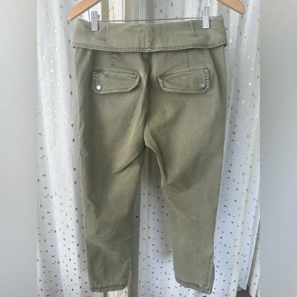 Free People Women's Olive Green Cargo Fold Over High Waisted Crop Pants Size 2
